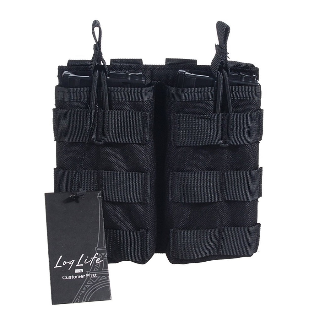 Double Open Top Magazine Pouch Bag Holder Case Tactical MOLLE Snap Attach Nylon